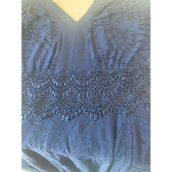 Lane Bryant Long Maxi Gown 14/16 Navy Lace Mother of Bride Deep V Cold Shoulder - Picture 5 of 11